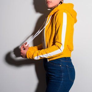 Horizon Hoodie - Cropped Mustard Yellow with White Stripes